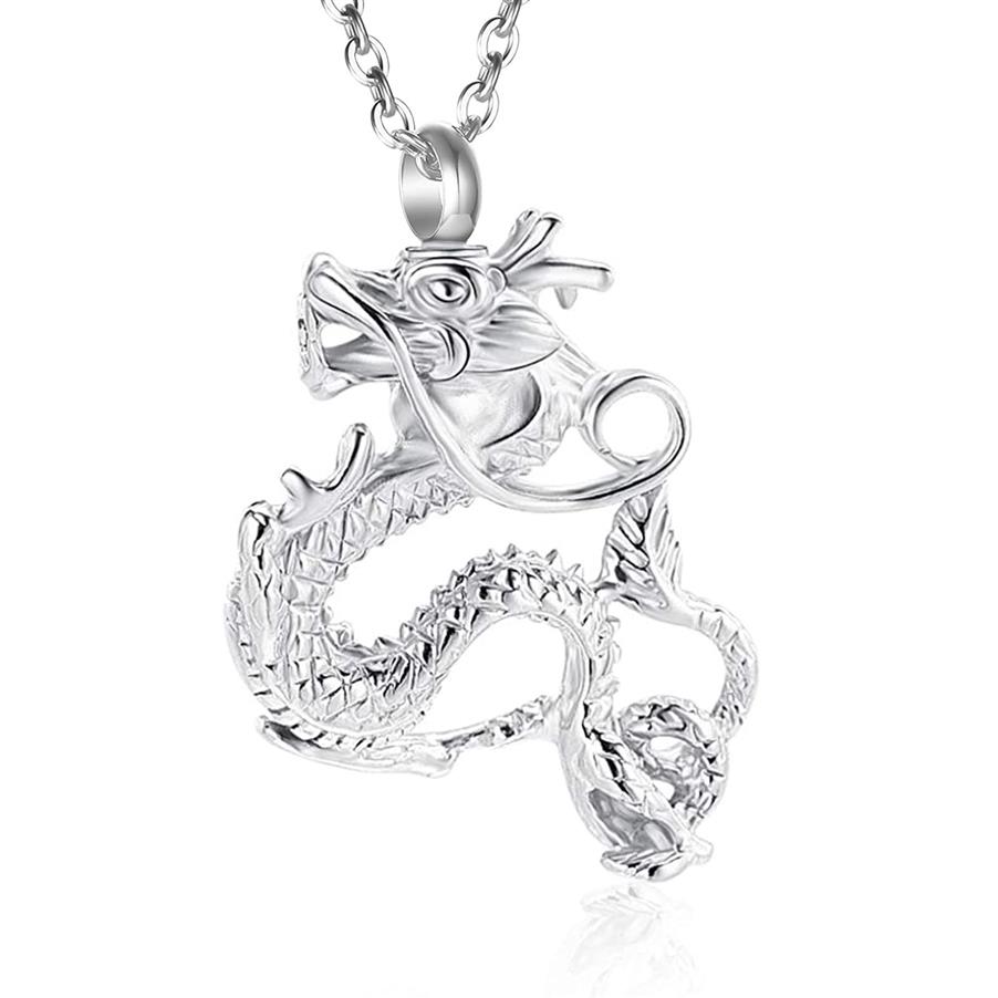Dragon Cremation Jewelry for Ashes rostfritt stål Keepsake Pendant Holder Ashes Memorial Funeral Urn Necklace For Men Women280e