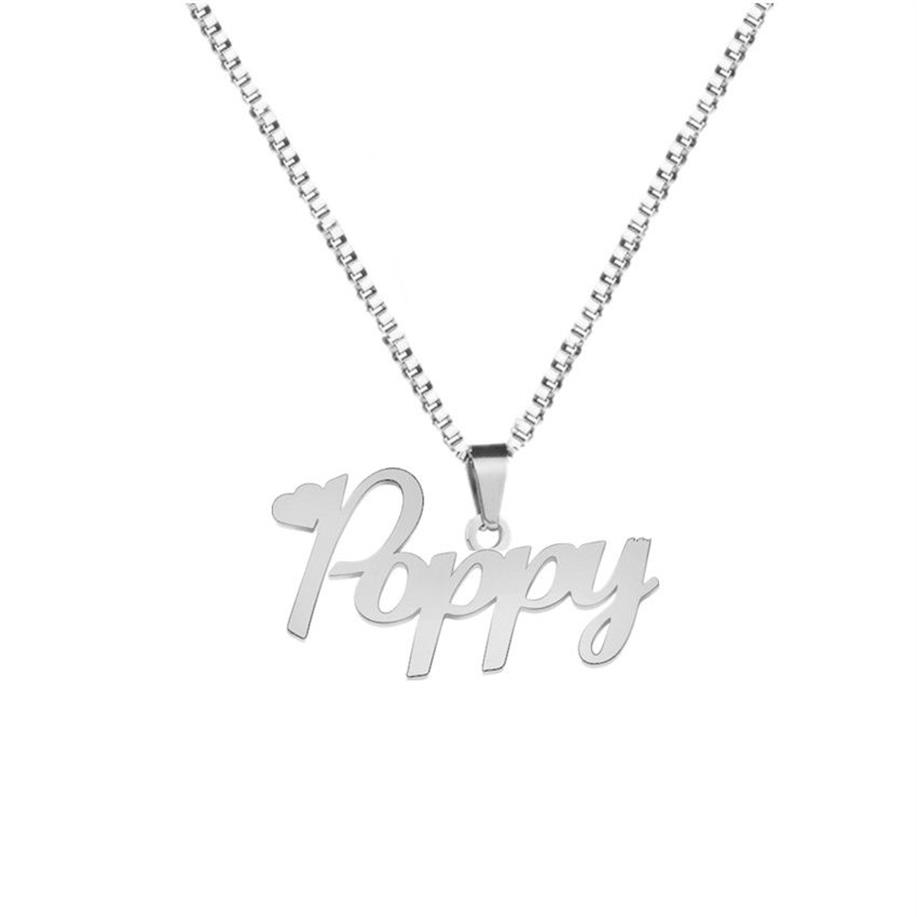 Corrente de caixa de ouro jóias personalizadas nome personalizado pingente colar feito à mão placa de identificação cursiva gargantilha feminino masculino bijoux bff gift270c