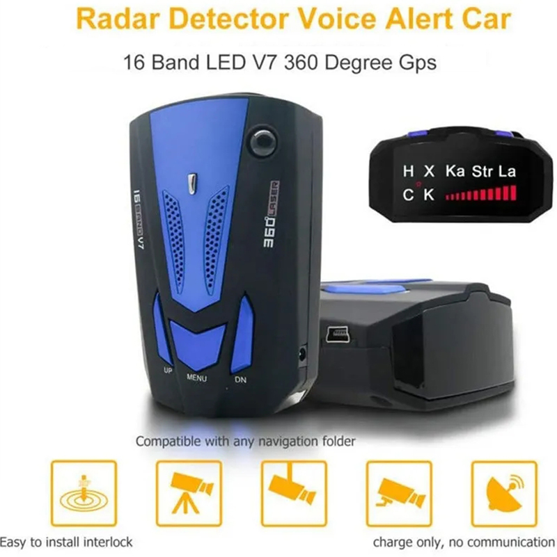 LED Display Car Detector Tool Speed Voice 16 Band 360 Degree GPS Detectors with Russia English