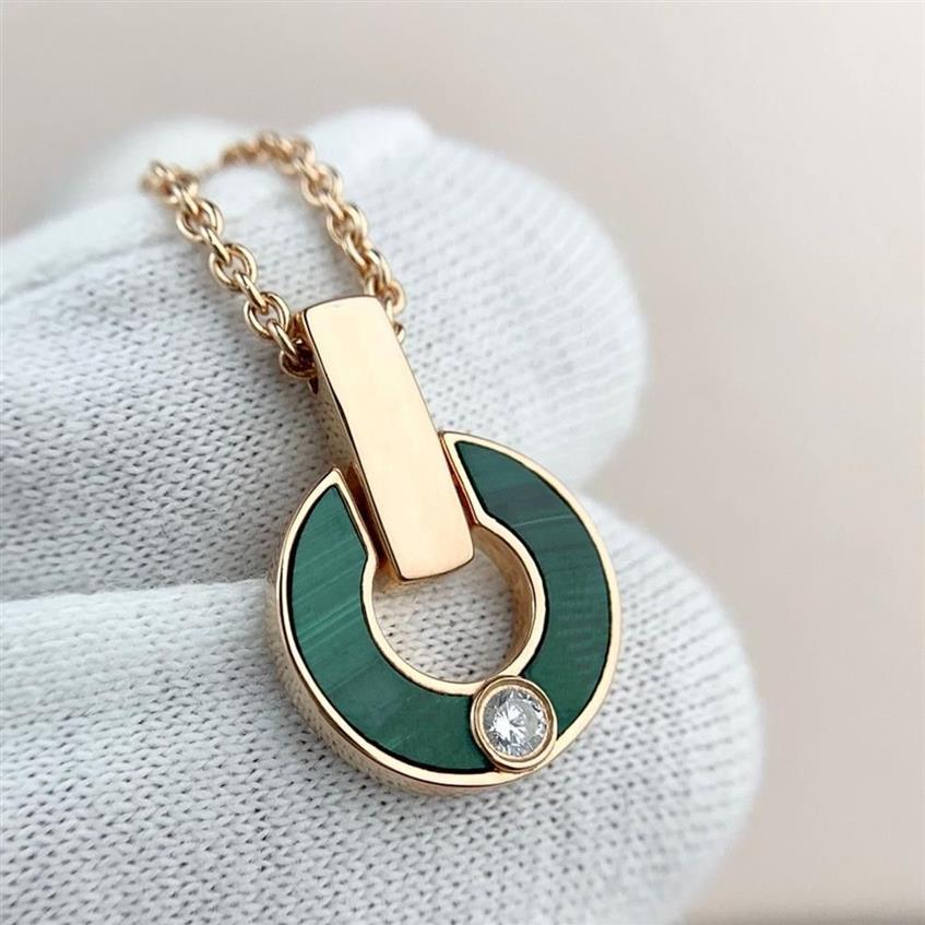 Anello Collana di diamanti Moda Malachite naturale Lettera Ciondolo Gioielli da donna Coppia Gift239L