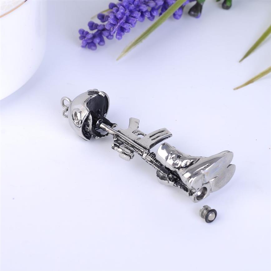Lily Cremation Jewelry Amry Boots Helmetgun Urn Necklace Memorial Ash Gift Bag Funnel 및 Chain240f와 함께 펜던트 기념 펜던트