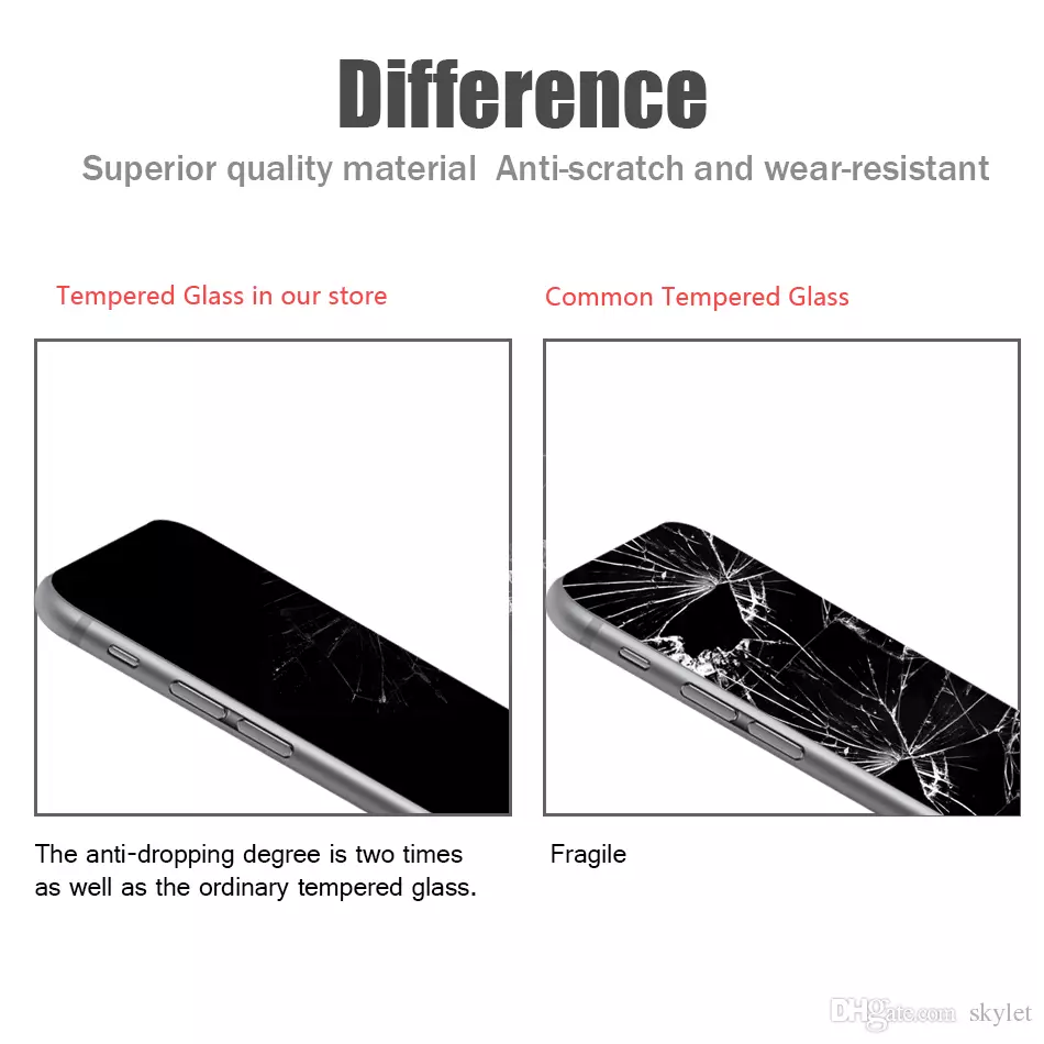 حامي شاشة ملصق أحمر عالي الجودة لـ iPhone 15 14 13 12 11 Pro Max XS XR Glass For iPhone 7 8 Plus film 0.33mm مع صندوق ورقي