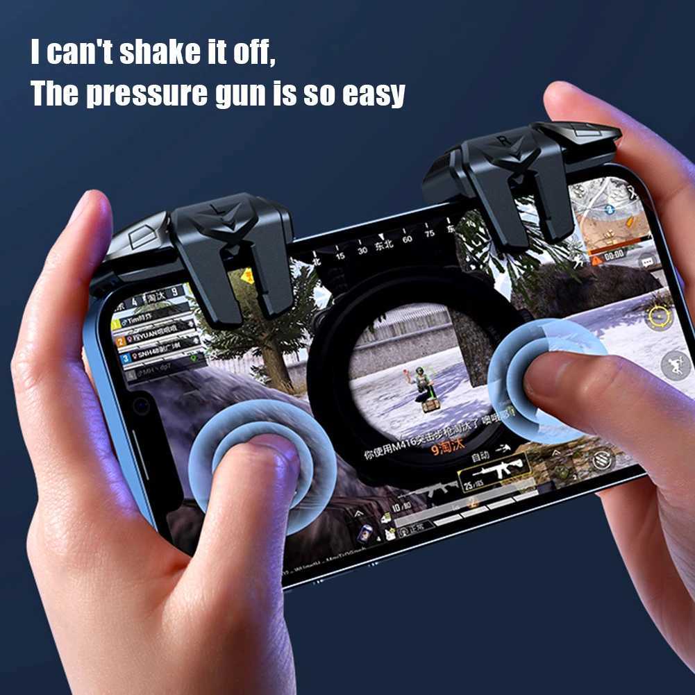 PUBGゲームコントローラー用のゲームコントローラーのジョイスティック6指の携帯電話ゲームパッドモバイルジョイスティックトリガーAIM射撃iPhoneAndroidのキーボタン