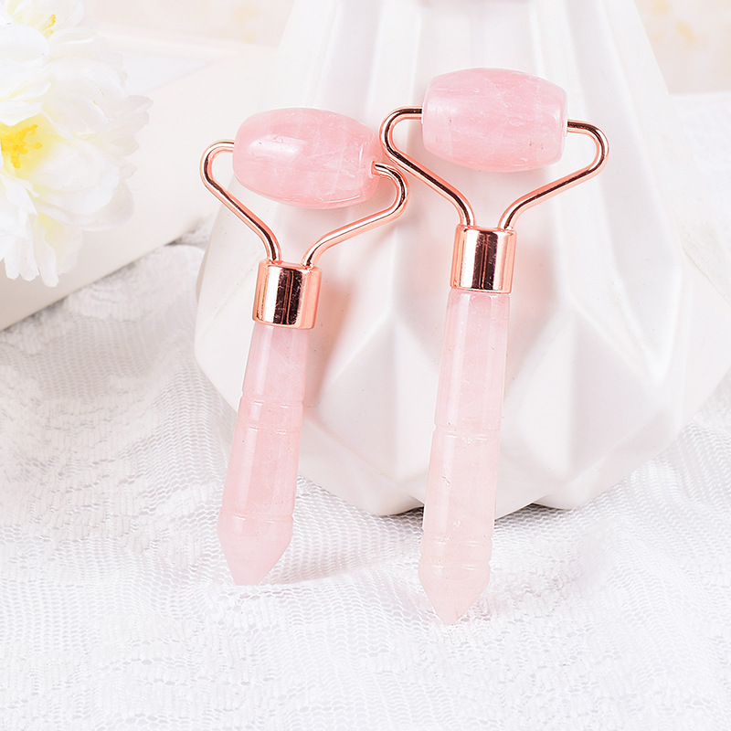 Partihandel Stone Jade Roller Beauty Skincare Tools Natural Crystal Rose Quartz Roller Face Massager för ansikte, ögonhals, minskar ansiktspuffiness