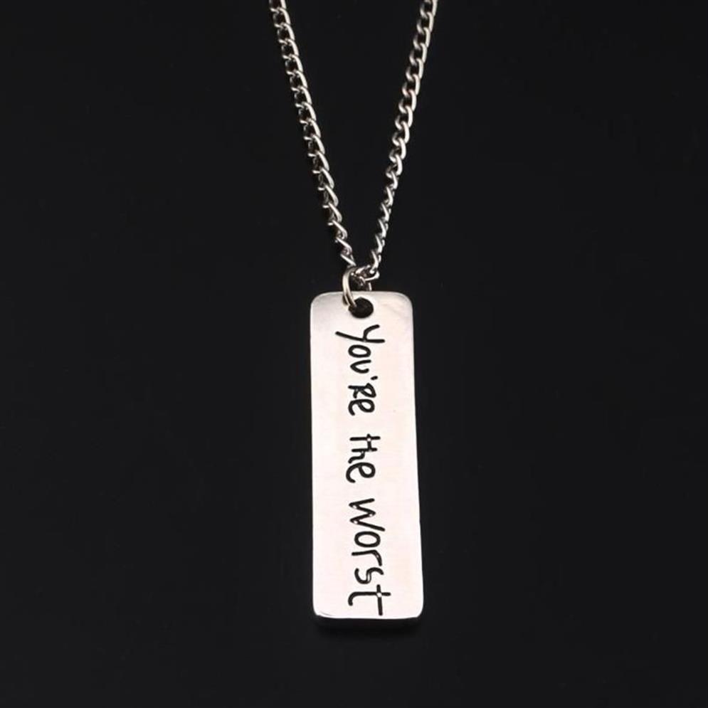 Colares de pingente RJ Você é o colar inspirador de letras é um acessório de jóias de corrente de aço inoxidável personalizado Gift301s