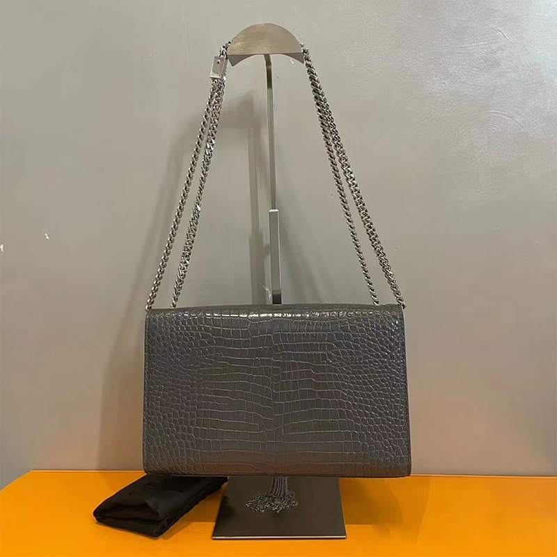 Tasarımcı Timsah Deri Omuz Çantaları Çanak Çantalar Debriyaj Lady Cowhide Tassel Çanta Messenger Timsah Zarf Kadınlar Moda Pure 2024 Toptan