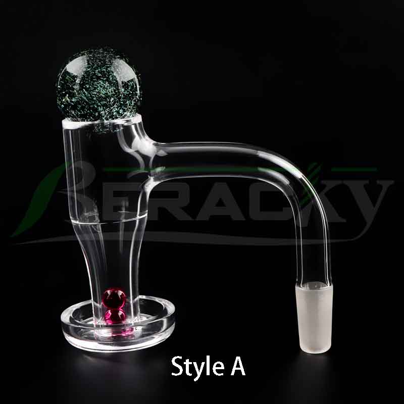 Beracky Full Weld Vortex Terp Slurper Smoking Quartz Banger met Dichro Glass Marble Ruby Emerald Pearls Quartz Pilaar 20mmod afgeschuinde rand Slurper nagels voor bongs