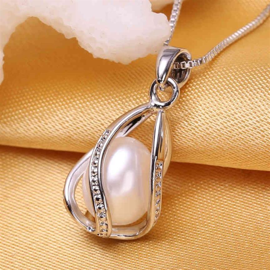 yutong FENASY Natural Freshwater Pearl Pendant Cage Necklace Fashion 925 Sterling Silver Boho Statement Jewelry291Y