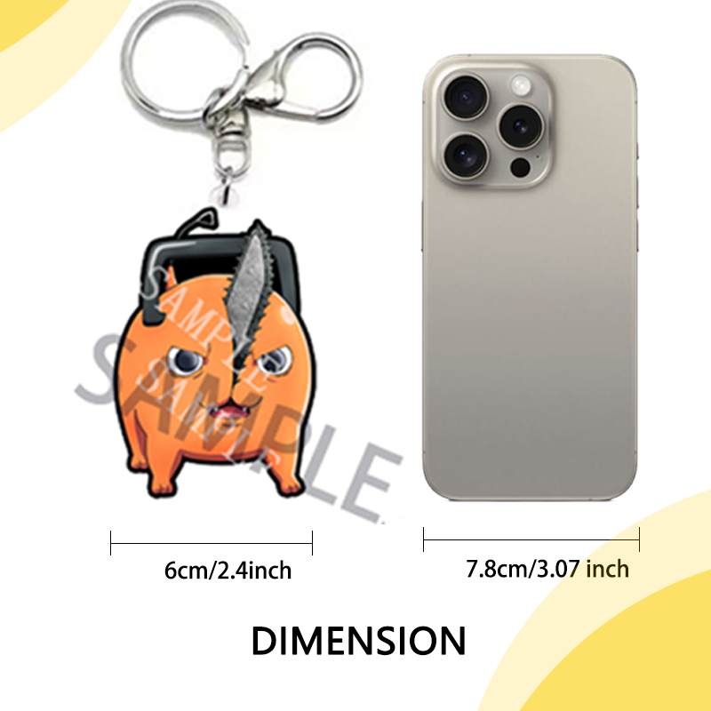 Anime 3D Motion Keychains Chainsaw Man Pochita för ryggsäckhängen, bilhängen, modetillbehör, personliga kreativa gåvor Pet Acrylic Size 6cm