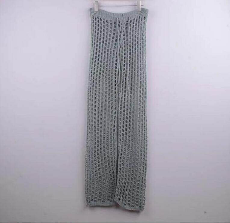 Pantalon Long ajouré en Crochet fait à la main pour femmes, mode féminine, Sexy, à lacets, taille élastique, maillot de bain de plage, livraison gratuite
