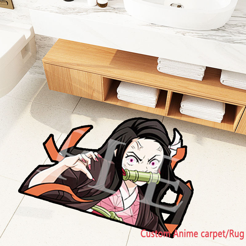 Personalizado anime nezuko tapete/tapetes demon slayer para antiderrapante à prova dnon água tapete de cozinha decoração do quarto tapete de oração muçulmano