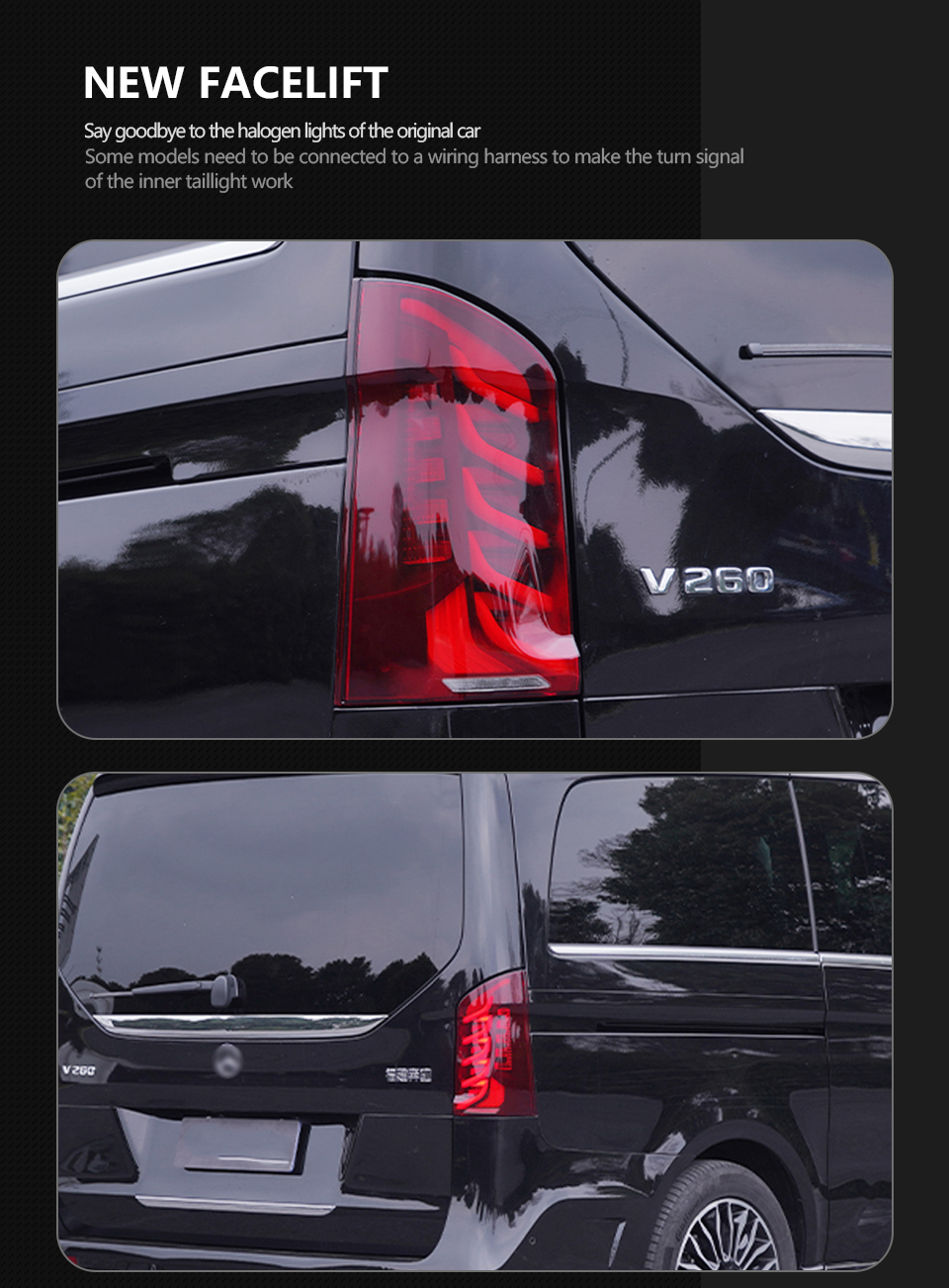 Benz Vito Tail Lights için LED arka lamba 2014-20 20 W447 Arka Arka lamba Montajı Fren Işığı Ters Lamba Montajı