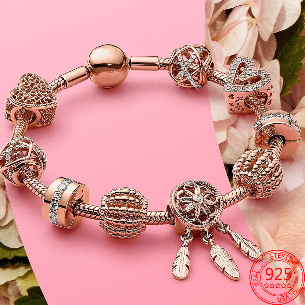 2024 Nya original Sterling Sier Pink Murano Passionate Kiss Beads Charm Fit Armband DIY smycken Tillbehör