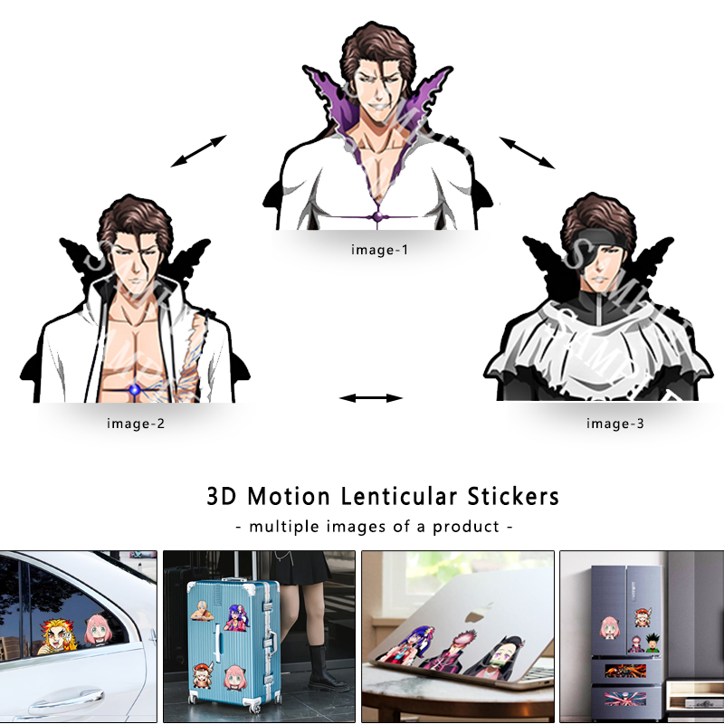 3D Anime Motion Car Stickers Anime BLEACH Aizen Sousuke Waterproof Decals for Laptop,Refrigerator,Suitcase,Wall,Etc Toy Creative Gift