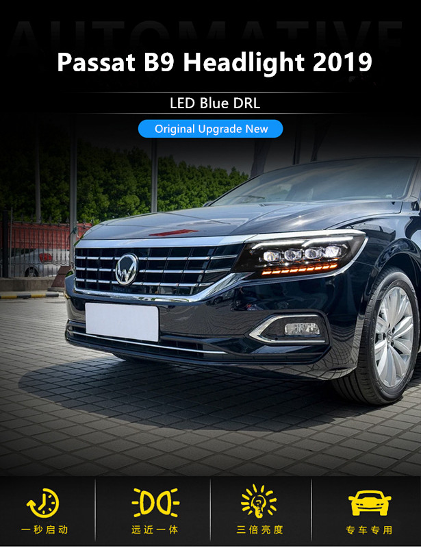 Bildagsljus för VW Passat US B9 LED-strålkastare 2018-2020 Turn Signal High Beam Projector Lens