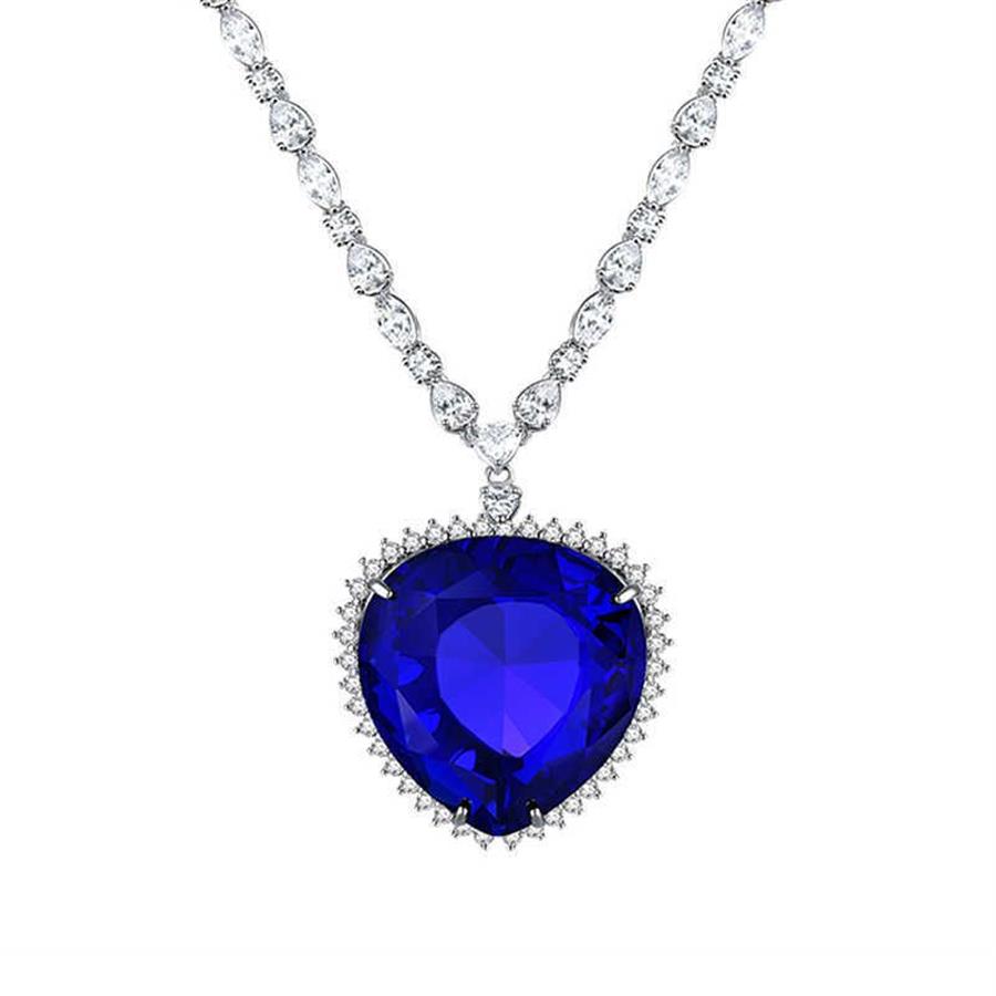 Titanic Heart of the Ocean Necklace Dark Blue Heart Pendant for Women Fashion Jewelry Lover Par Valentine's Day Birthday G282C