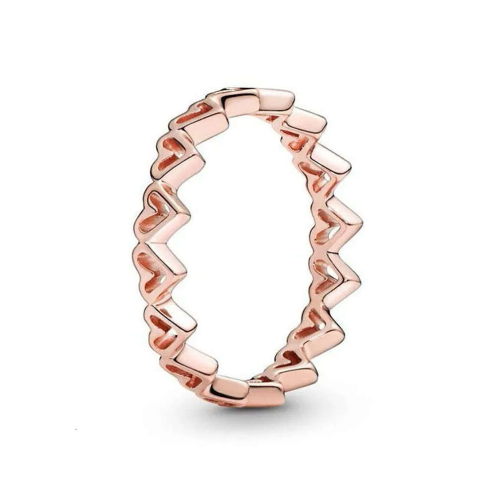 Sier Plating Rose Gold Vrouwen Originele Populaire Fonkelende Hart Ring Mode DIY Charm Sieraden