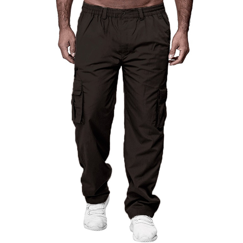 Men's Casual Multi Pocket Loose Straight Work Pants Outdoor Fitness Pants