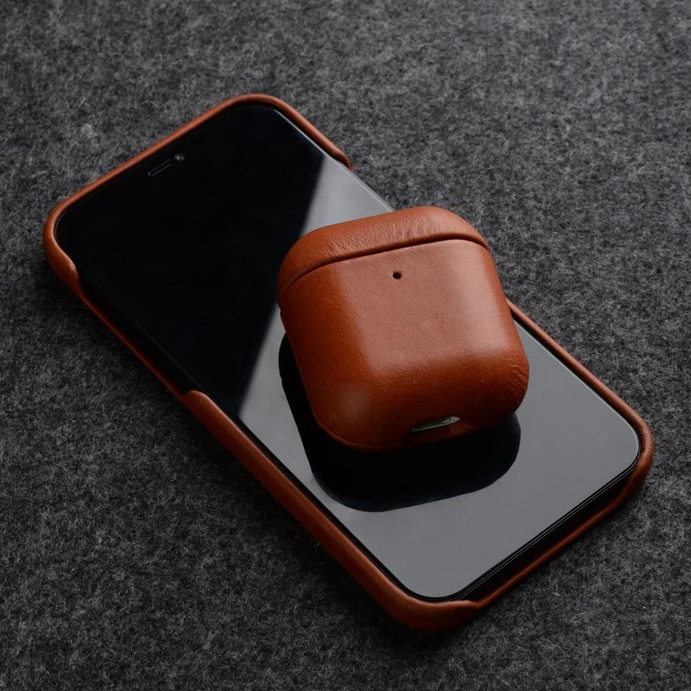 Accessori YMW Vera Pelle fatta a mano AirPods Pro Custodia AirPod 1 2 3 Accessori auricolari Bluetooth Cera olio Copertura in pelle di vacchetta naturale