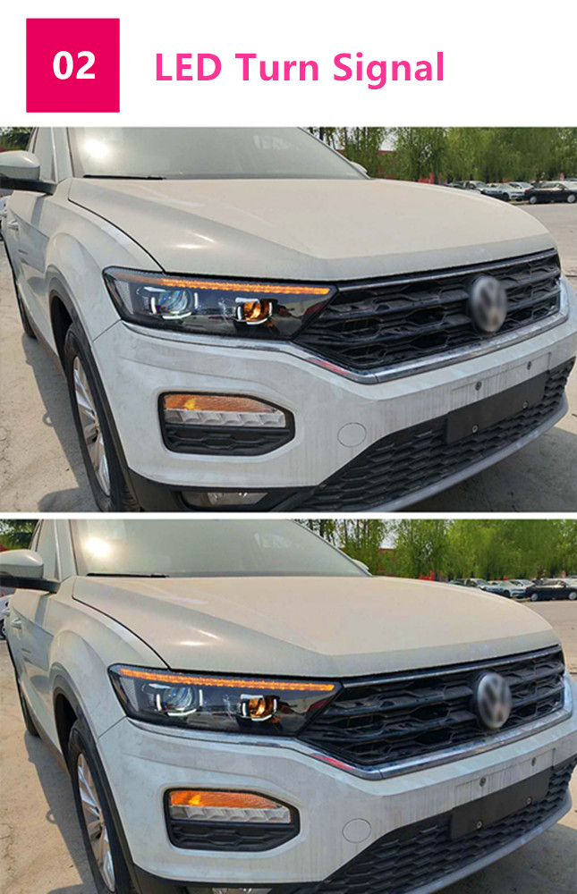 LED-dagsljushuvudmontering för VW T-Roc-strålkastare 2018-2021 Turn Signal High Beam Lamp Lens