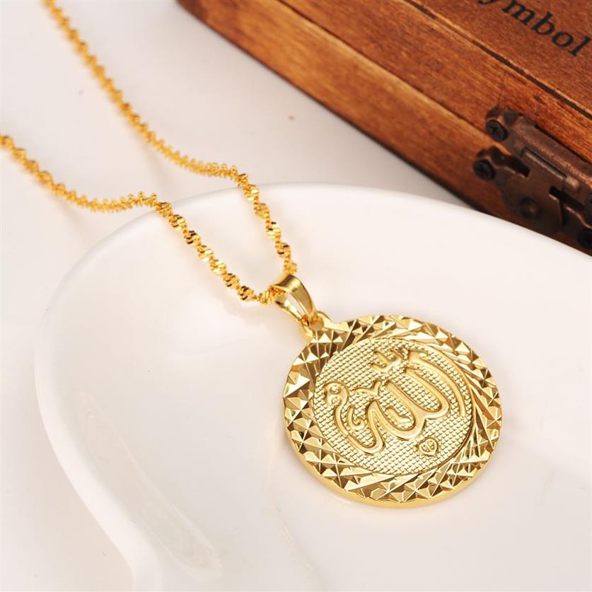 Kobiety męskie wiara solidna złota gf 24K żółty łańcuch okrągły kształt biżuteria 19 6 klasyczny muzułmanin Wholle259W