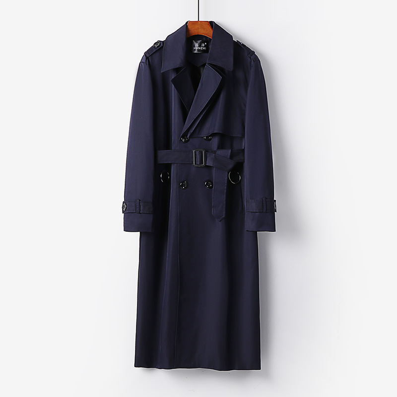 Trench-Coat pour hommes, coupe-vent Long à Double boutonnage, Style britannique, revers à deux couches décontracté, coupe-vent printemps automne S-6XL