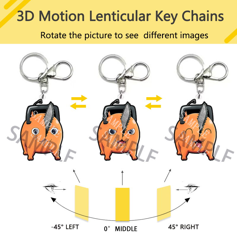 Anime 3D Motion Keychains Chainsaw Man Pochita för ryggsäckhängen, bilhängen, modetillbehör, personliga kreativa gåvor Pet Acrylic Size 6cm