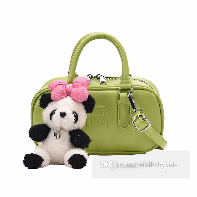 Borse cuscini bambini Ragazze Peluche Fiocchi panda Borsa a tracolla singola bambini Borsa a tracolla in pelle PU con goffratura lettere Z6729