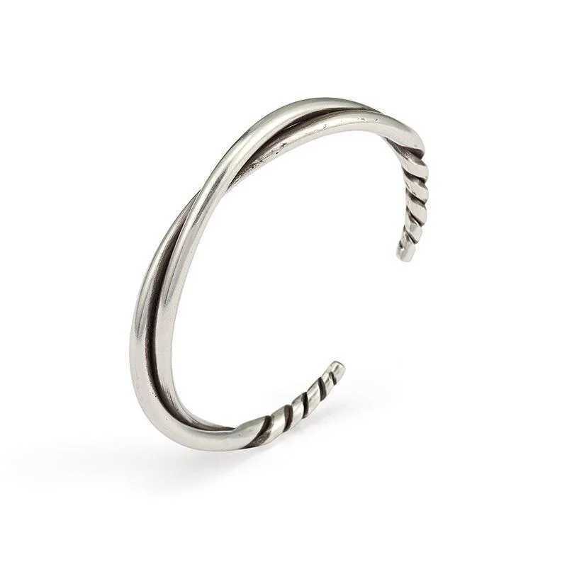 Bangle Punk Simple Silver Color Twisted Metal Bracelet Bracelet Personalty Mens Charm Retro Fashion Casual Party Jewelry Wholesale 24411