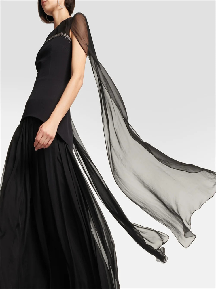 Mode Luxus Cape Ärmeln Abendkleider Für Frau Bodenlangen Formelle Anlässe Kleider Abendkleid Neue vestidos