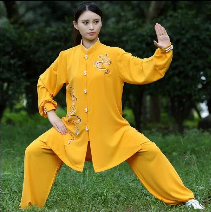 Gorąca wyprzedaż moda mężczyzn kobiet w chińskim stylu tai chi haft odzieży kung fu garnitury wiosna jesienna sztuk walki zestawy kostiumów