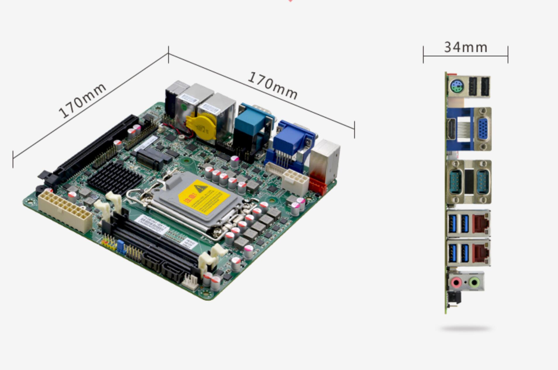 H610 12th/13th Core i3/i5/i7/i9 LGA1700 CPU desktop IPC Mini-ITX Scheda madre Scheda madre industriale DDR4 con 6 * COM 2 * LAN I226V