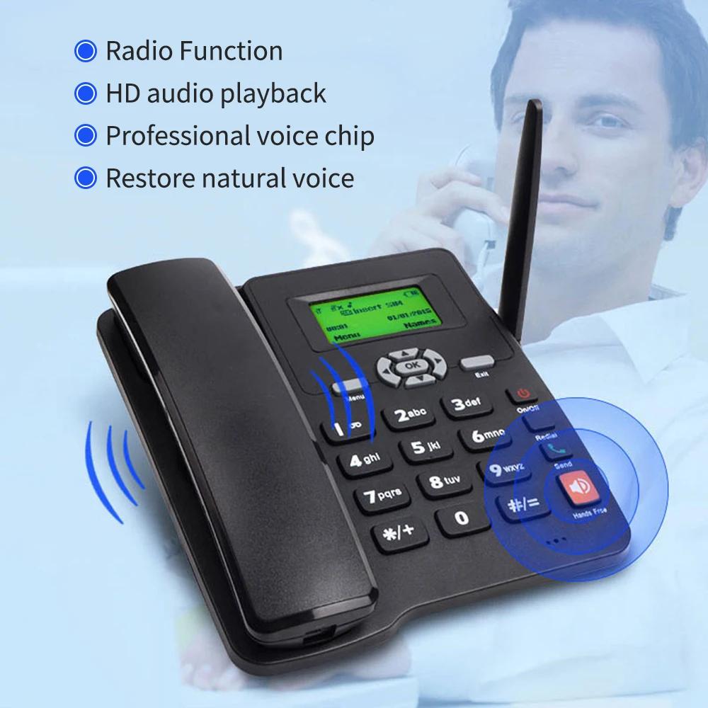 Accessories Cordless Phone Desktop Telephone Support GSM 850/900/1800/1900MHZ Dual SIM Card 2G Fixed Wireless Phone with Antenna Radio Clock