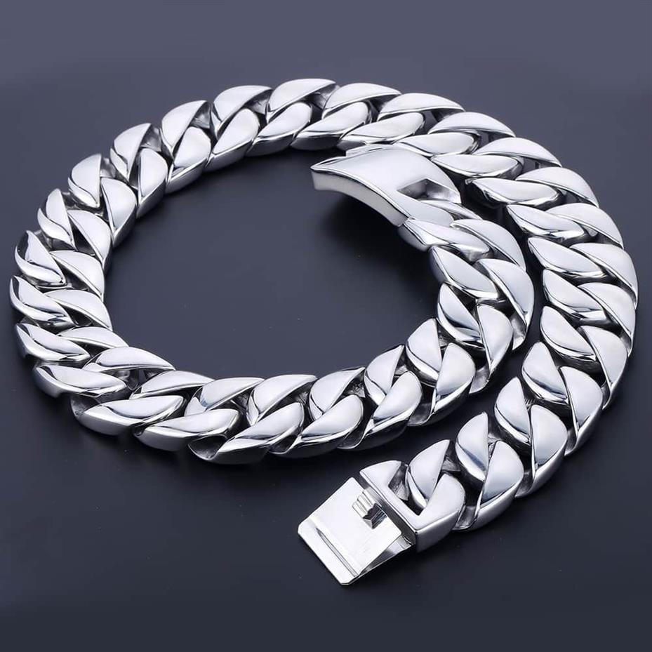 31mm 316L rostfritt stål Mens Boys Super Heavy Silver Color Chain Curb Necklace hela presentsmycken LHHN35 201013267Z