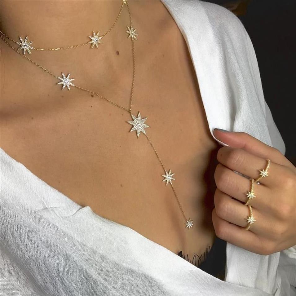 2018 Trendy New Northstar Collier Collares Delicato Esagramma lunga barra pendente collana Catena di fascino Accessori di gioielli le donne3131
