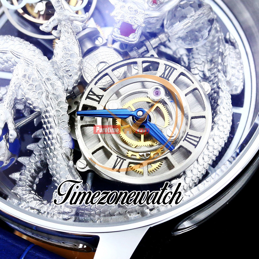 RMF AT120.60.DR Astronomia Tourbillon Механические мужские часы 3D Art Gold Dragon Celestial Body Dial с кожаным ремешком из кожи аллигатора Часы Super Edition Timezonewatch A06c