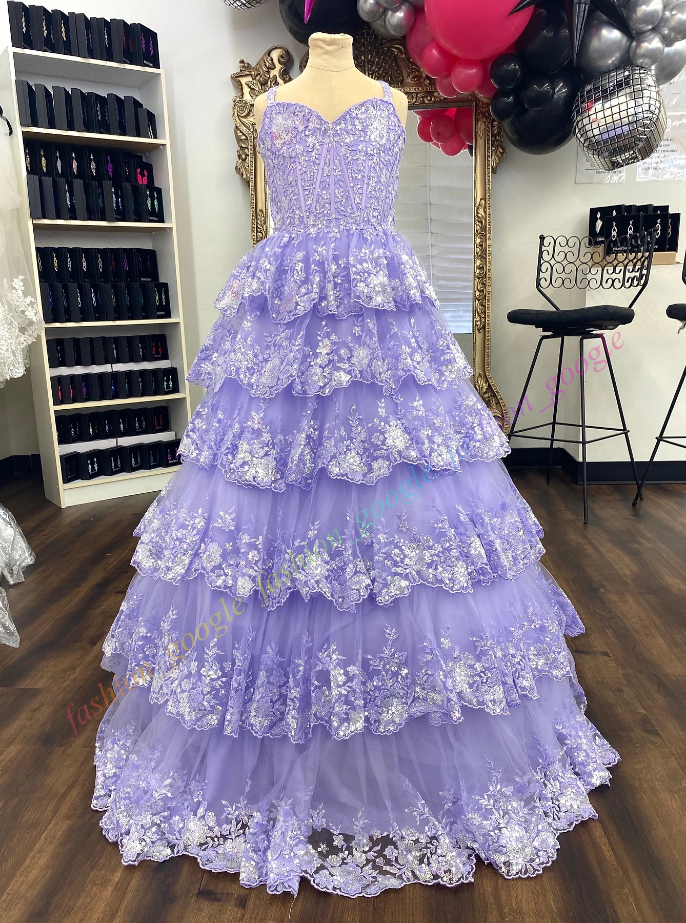 Robe de princesse à fleurs pour filles, à volants, paillettes, dentelle, bouffante, robe de concours de beauté, pour petit enfant, anniversaire, mariage, événement formel, cocktail, 1ère communion, lilas, blush, ivoire