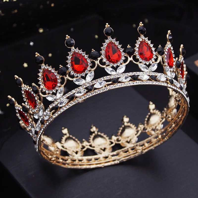 Kafa Bantlar Barok Siyah Kristal Düğün Taç Saç Takı Gelin Headdress Kraliçe Gelin Tiaras Circle Diademl2401015