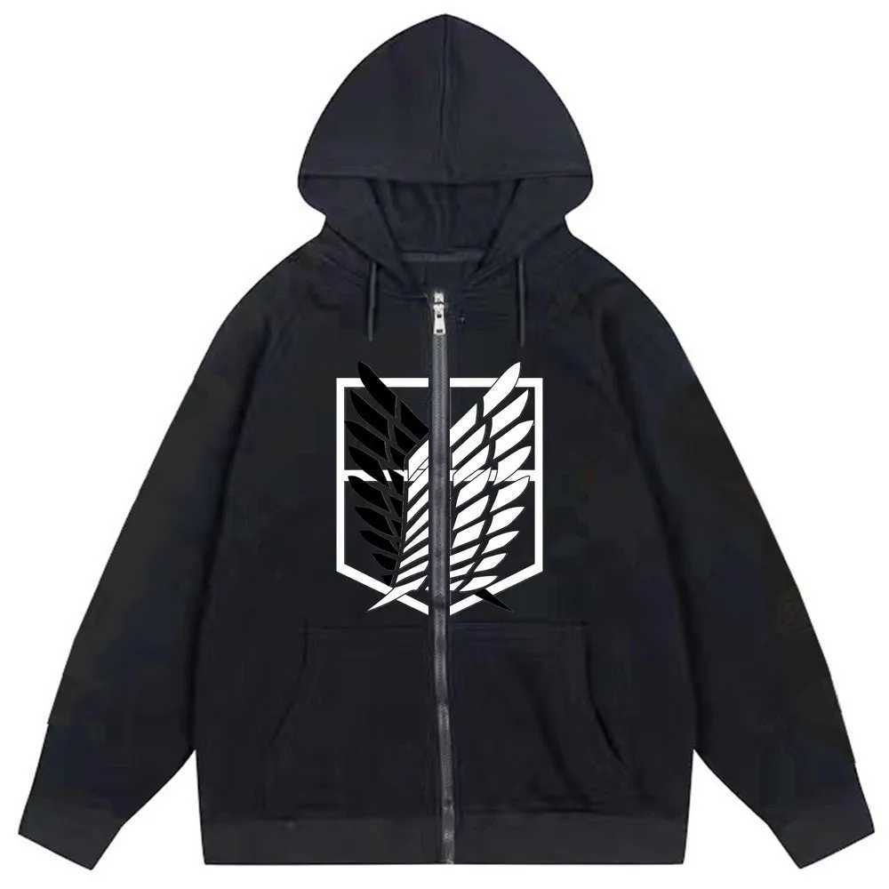 Felpe Gothic Attack On Titan Ins High Street Y2K Felpe interne in pile unisex Felpa con zip Oversize Cappotto streetwear da donna uomo