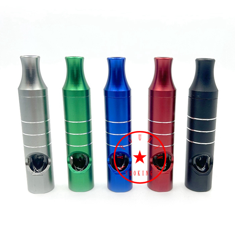 Colorful Aluminium Alloy Smoking Filter Pyrex Thick Glass Bowl Dry Herb Tobacco Portable Removable Innovative Design Cigarette Holder Tube