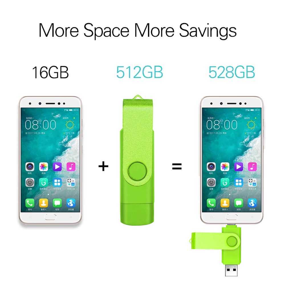 USB Flash Cep Telefonu için 2 Arada 1 Tip C Sürücüler USB Flash Drive 32GB 64GB 128GB döndürülebilir siyah hafıza çubuğu yeşil pendrive mavi u disk