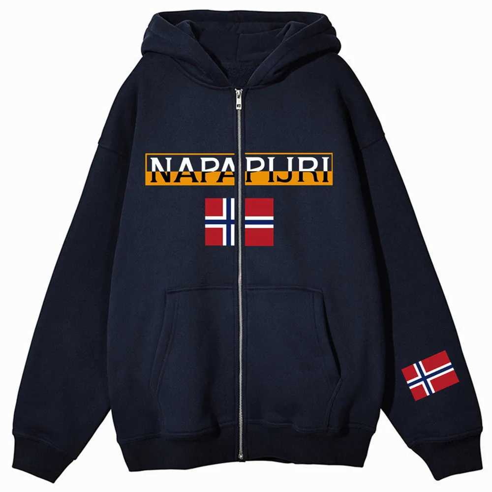 Sweatshirts Vlag Gedrukt Ins High Street Y2K Inner Fleece Hoodies Sweatshirt Met rits Oversized Heren Dames Street chic Jas Tops