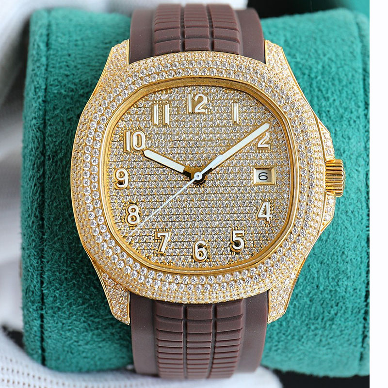 Full Diamond Mens Watch Cal.324 Automatic Winding Movement 40mm Sapphire Womans Luxury Watch Classic Gift Business Designer Waterproof Luxes Rubber Strap