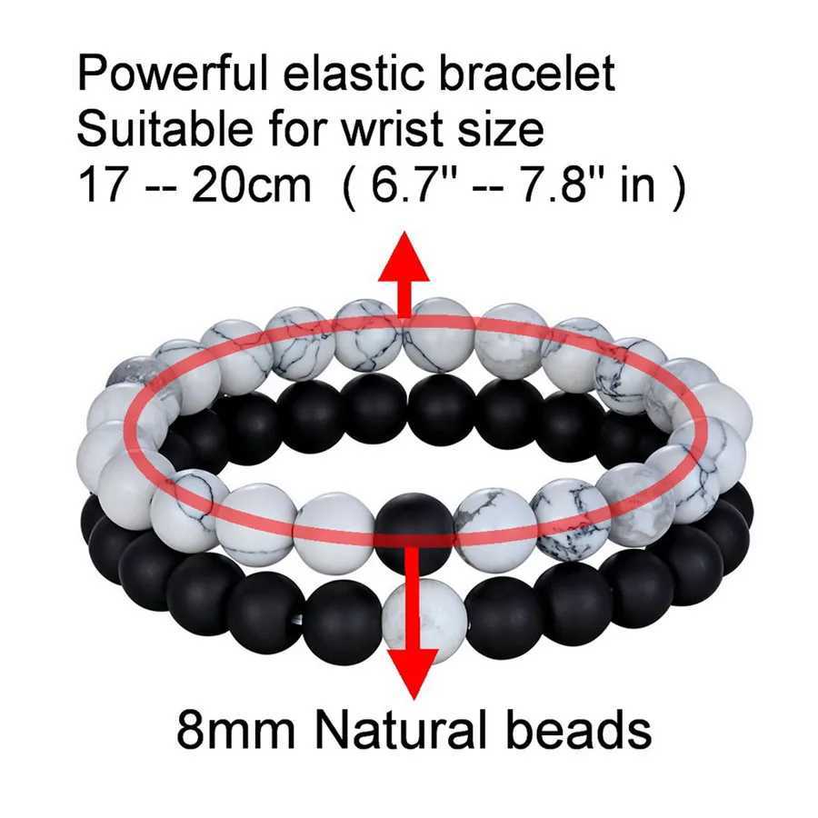 Charm Bracelets Tyo Women Mens CZ Royal Crown Skull Charms 8mm Black Matte Bead Strand Bracelets 부부 발렌타인 데이 선물