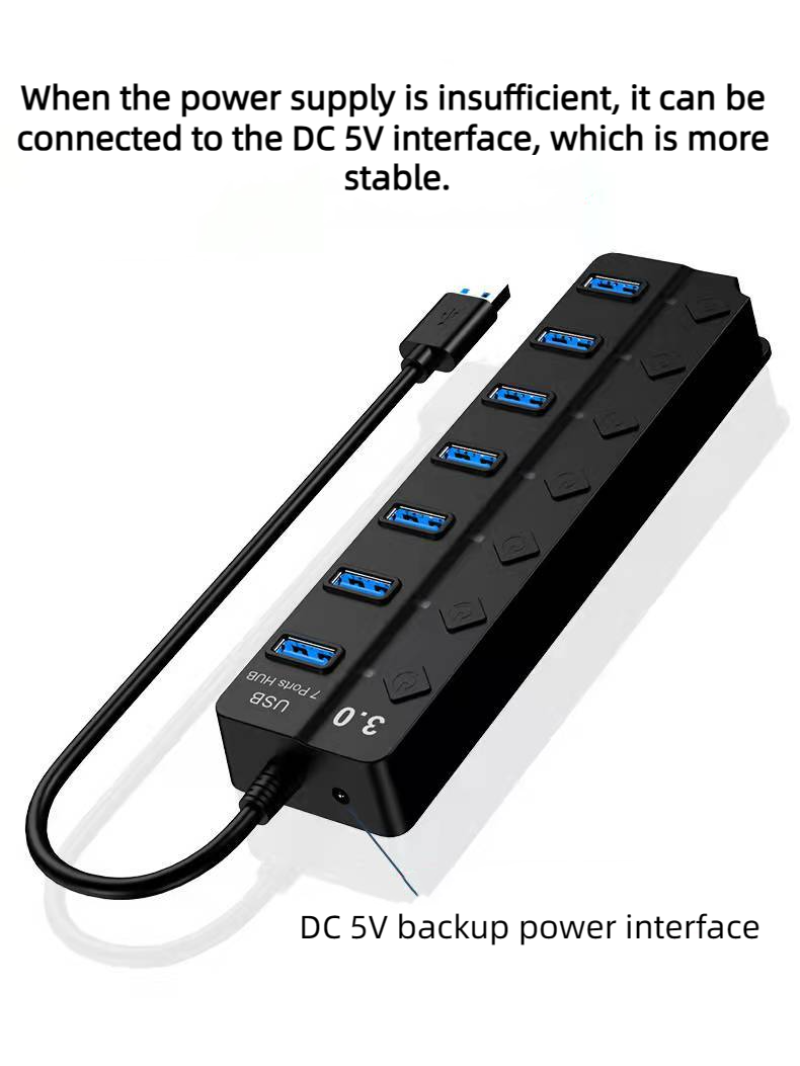 2024New 7-in-1 USB3.0 Docking Station USB Hub PC Converter, individuellt kontrollerad, LED-indikator för, bärbar dator, kamera, minneskort, PD-snabbladdning, dockningsstation