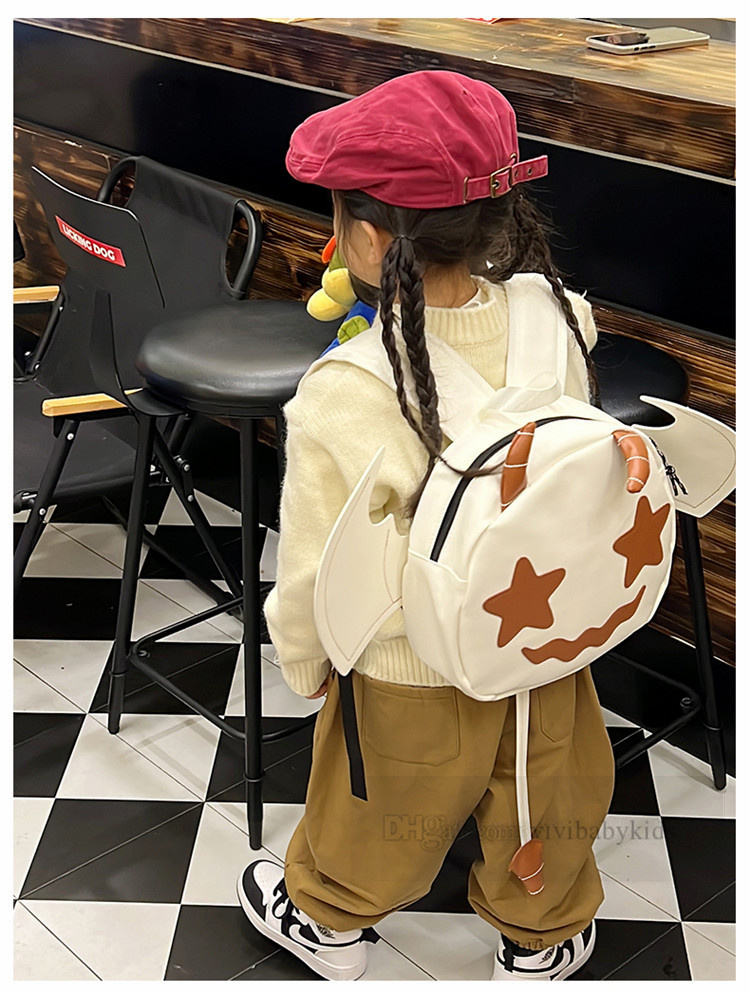 Cartoon funny children backpacks kids stereo wings double shoulder bag fashion boys girls PU leather casual backpack Z6743