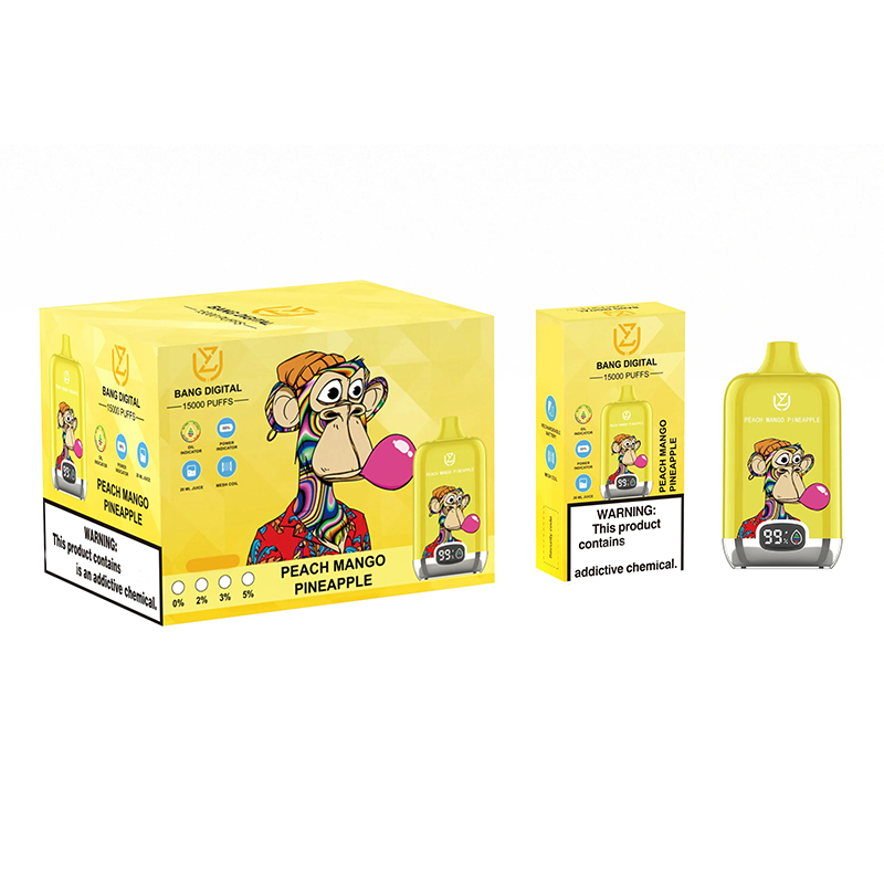 Autêntico UZY Bang Digital Puff 15K E Cigarros Tela Inteligente 15000 Puffs Descartáveis ​​Vape Box Kit Bobina de Malha Recarregável Vaper 12 Sabores vs 12K 12000