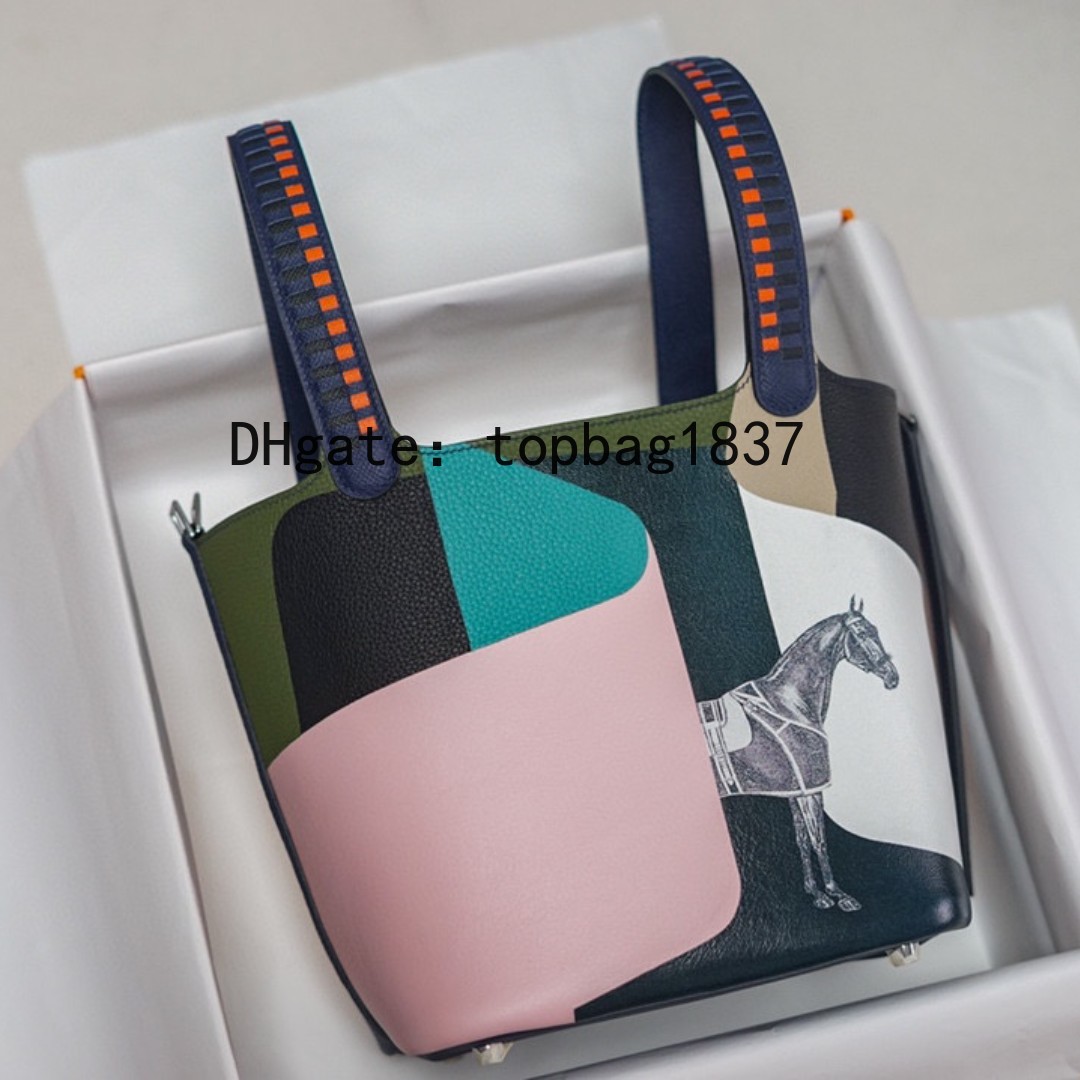 Designer draagtas bucket bag 22cm 10A spiegelkwaliteit totaal Handgemaakte luxe handtas speciale aangepaste stijl Handgeschilderde splicing-technologie met originele doos