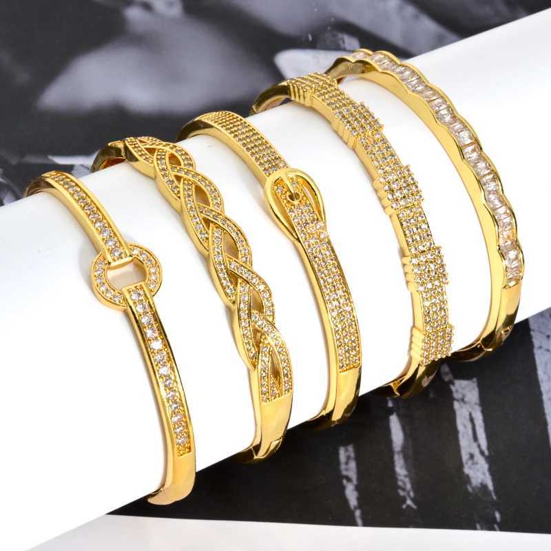 Pulseira ZEADear Moda Jóias Zircão Pulseira 18K Banhado A Ouro Cobra Geometria Torção Cobre Bangle Punk Mulheres Homens Mão Jóias Presente