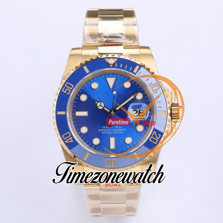 EWF V2 41mm A3235 Automatic Mens Watch 126618 18K Yellow Gold Blue Ceramics Bezel Blue Dial 904L Steel Bracelet Best Version Same Serial Warranty Card Timezonewatch